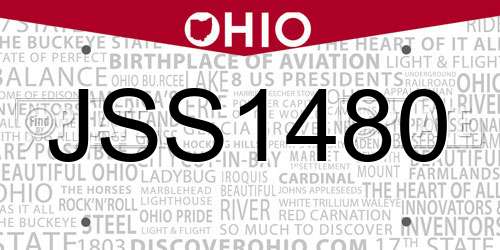 JSS1480 Ohio License Plate