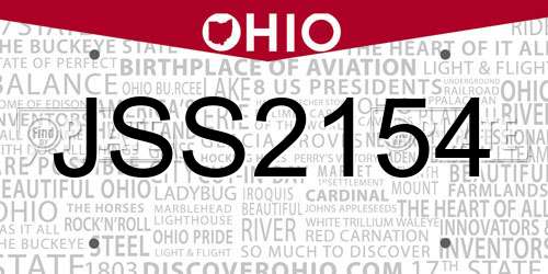 JSS2154 Ohio License Plate