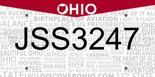 JSS3247 Ohio License Plate