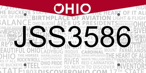 JSS3586 Ohio License Plate