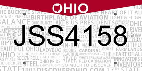 JSS4158 Ohio License Plate