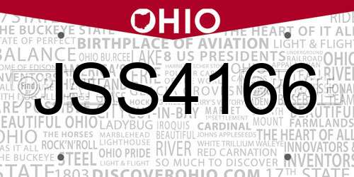 JSS4166 Ohio License Plate