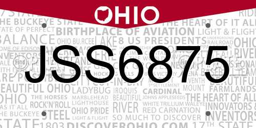 JSS6875 Ohio License Plate
