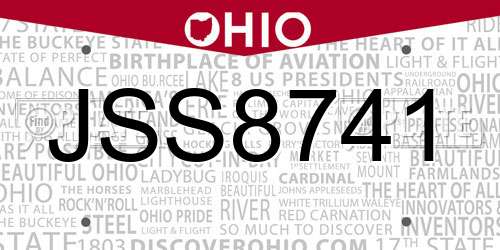 JSS8741 Ohio License Plate