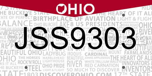 JSS9303 Ohio License Plate