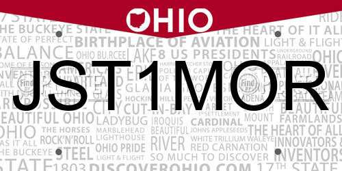 JST1MOR Ohio License Plate