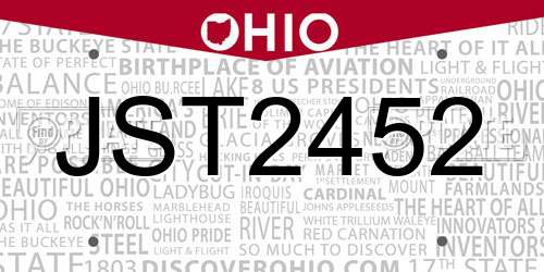 JST2452 Ohio License Plate
