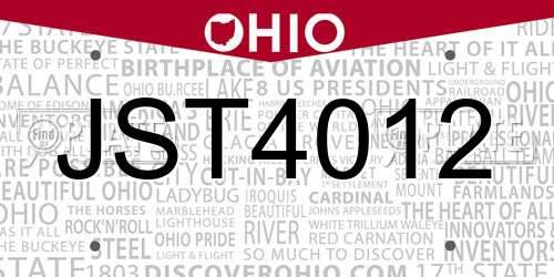 JST4012 Ohio License Plate