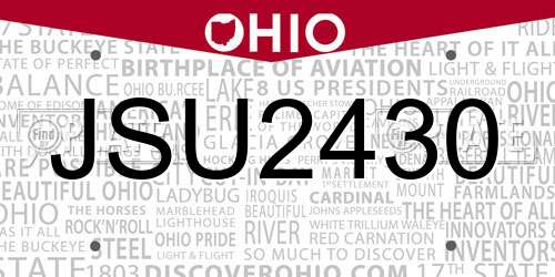 JSU2430 Ohio License Plate