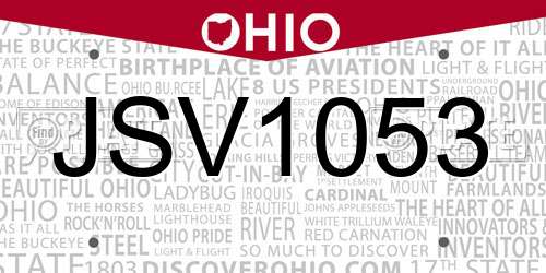 JSV1053 Ohio License Plate
