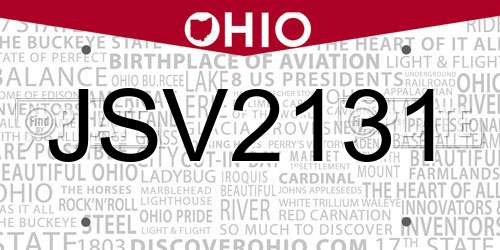 JSV2131 Ohio License Plate