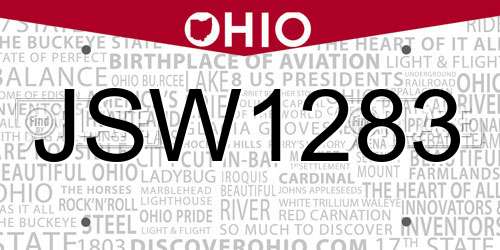 JSW1283 Ohio License Plate