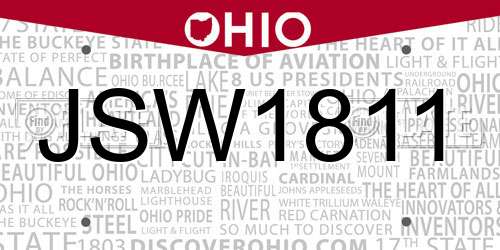 JSW1811 Ohio License Plate