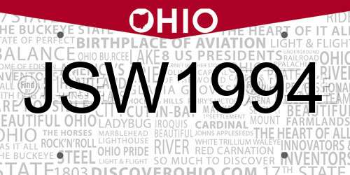 JSW1994 Ohio License Plate