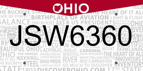 JSW6360 Ohio License Plate