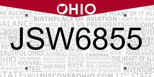 JSW6855 Ohio License Plate