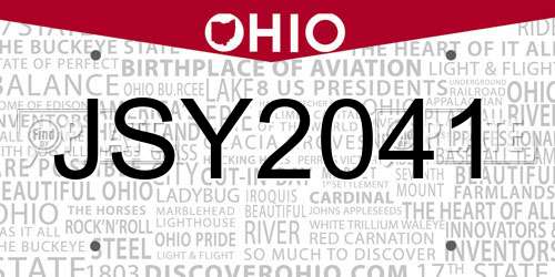 JSY2041 Ohio License Plate