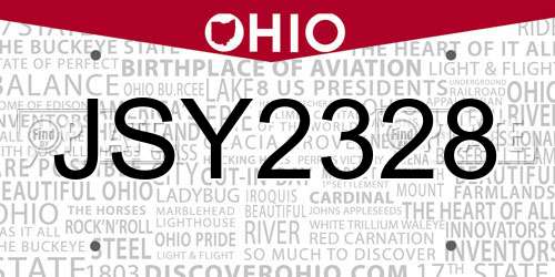JSY2328 Ohio License Plate