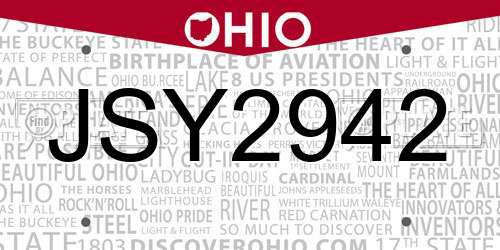 JSY2942 Ohio License Plate