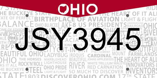 JSY3945 Ohio License Plate