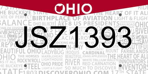 JSZ1393 Ohio License Plate
