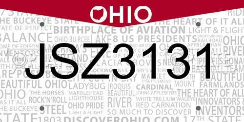 JSZ3131 Ohio License Plate