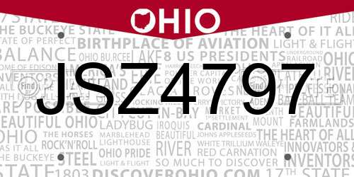 JSZ4797 Ohio License Plate