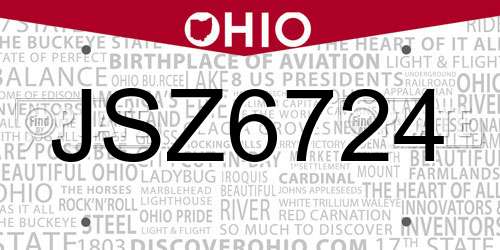 JSZ6724 Ohio License Plate