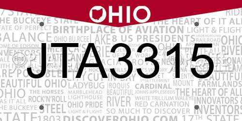JTA3315 Ohio License Plate