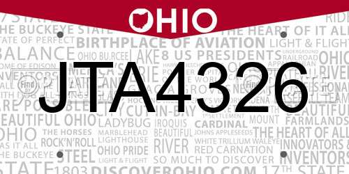 JTA4326 Ohio License Plate