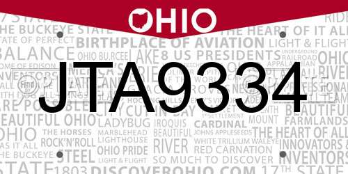 JTA9334 Ohio License Plate