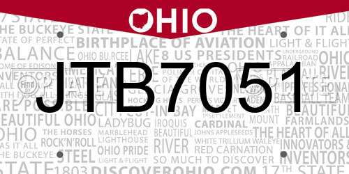 JTB7051 Ohio License Plate