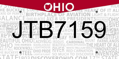 JTB7159 Ohio License Plate
