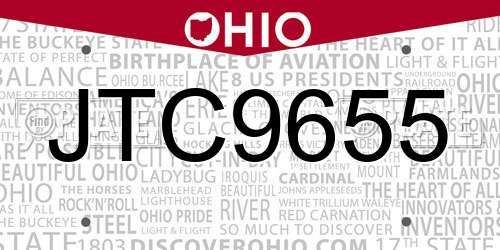 JTC9655 Ohio License Plate