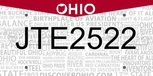 JTE2522 Ohio License Plate