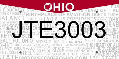 JTE3003 Ohio License Plate