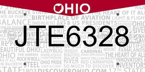 JTE6328 Ohio License Plate