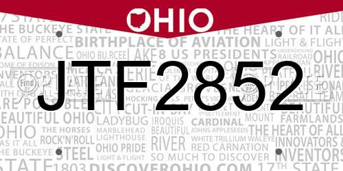JTF2852 Ohio License Plate