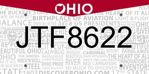 JTF8622 Ohio License Plate