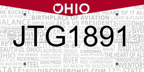 JTG1891 Ohio License Plate