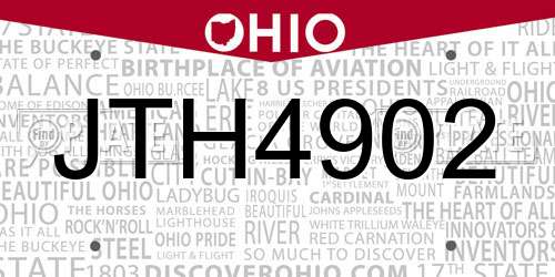 JTH4902 Ohio License Plate