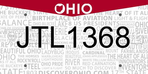 JTL1368 Ohio License Plate