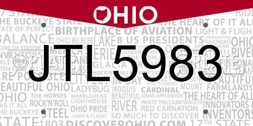 JTL5983 Ohio License Plate