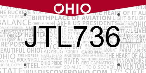 JTL736 Ohio License Plate