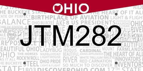 JTM282 Ohio License Plate