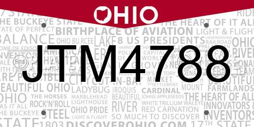 JTM4788 Ohio License Plate