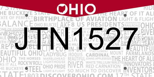 JTN1527 Ohio License Plate