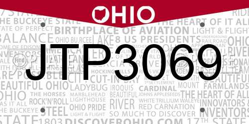 JTP3069 Ohio License Plate