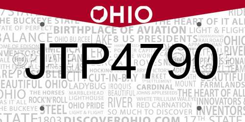 JTP4790 Ohio License Plate