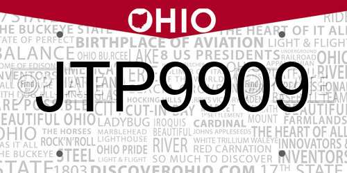 JTP9909 Ohio License Plate